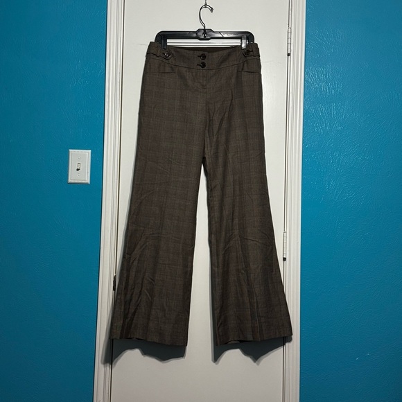 The Limited Brown Plaid Wide-Leg Mid Rise Trousers Y2K Vintage 8 NWT - Picture 15 of 16